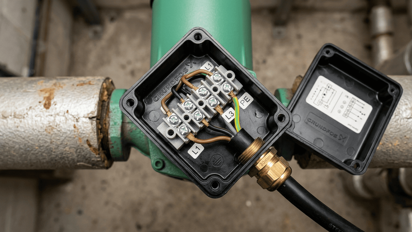 Grundfos UPC 40-60 Commercial Pump: Terminal Box Wiring And Installation
