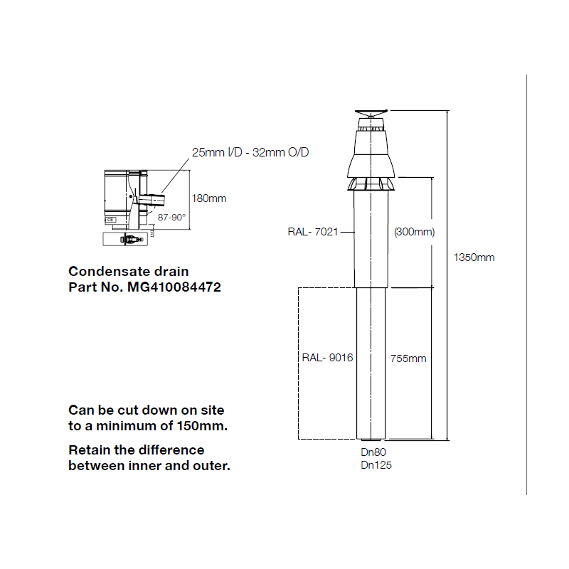 Remeha Quinta ACE 30/45 Verticle Flue Kit