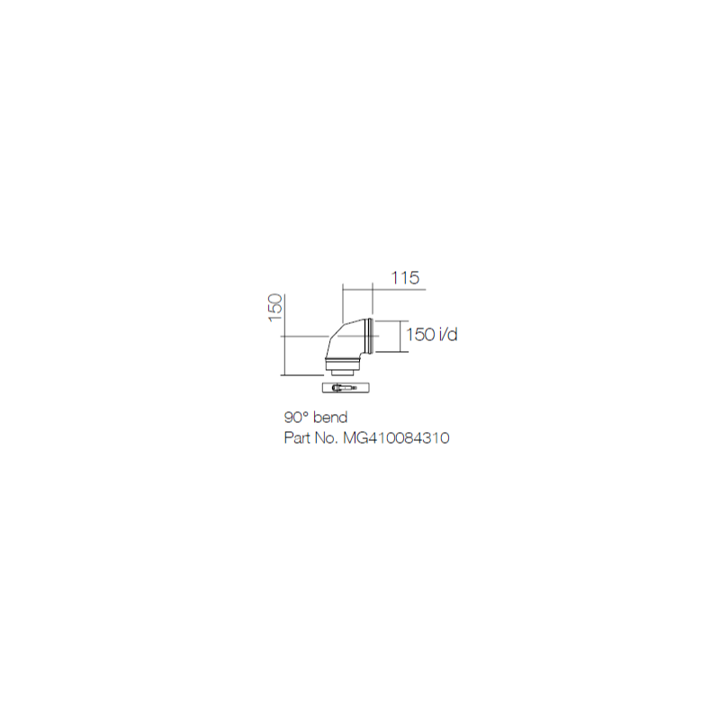 Remeha Quinta ACE 55/65/90/115/160 90deg Flue Elbow