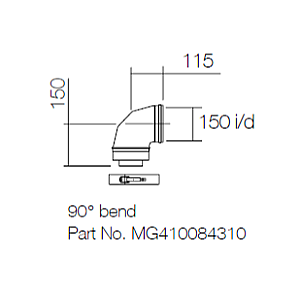Remeha Quinta ACE 55/65/90/115/160 90deg Flue Elbow