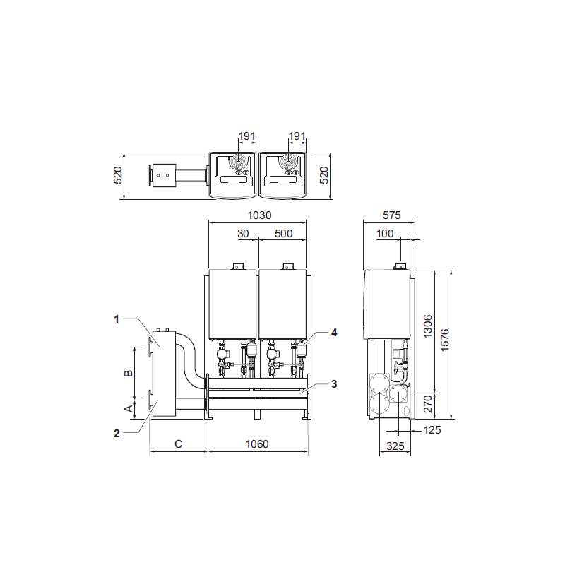 Remeha Free Standing Inline Cascade Kit Frame &amp; Headers 2x30/45KW
