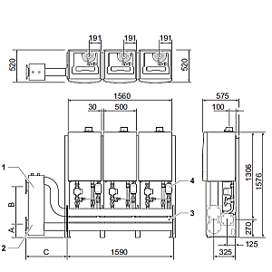 Remeha Free Standing Inline Cascade Kit Frame &amp; Headers 3x30/45KW