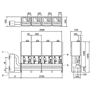 Remeha Free Standing Inline Cascade Kit Frame &amp; Headers 4x30/45KW