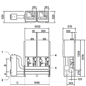 Remeha Free Standing Inline Cascade Kit Frame &amp; Headers 2x55/65KW